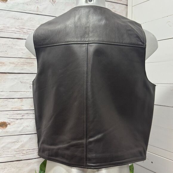 48 Coronado Concealed Carry Snap BROWN Leather Vest Motorcycle Biker Conceal - Picture 4 of 11